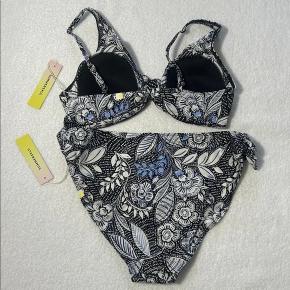 Summersalt 4 Bikini The Jetsetter floral tie front top and side tie bottoms NWT - Picture 4 of 8